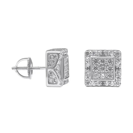 Sterling Silver 10mm Square Screwback Earrings