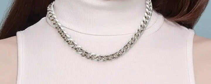 Women's Silver Cuban Necklace