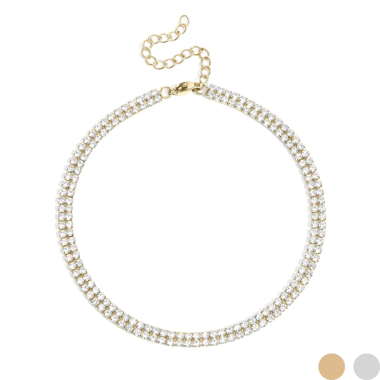 Gold 2 Row Rhinestone Anklet