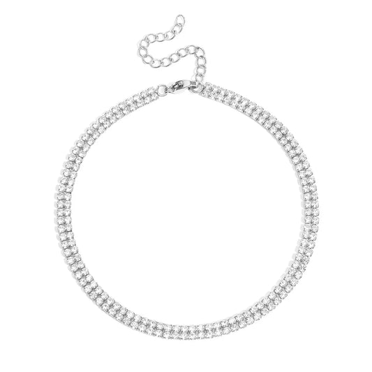 Silver 2 Row Rhinestone Anklet