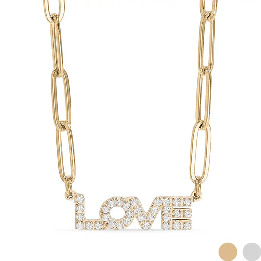 18k Gold PVD Love Paper Clip Necklace