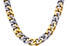Men's Two Toned 14mm Bling Cuban Link Necklace