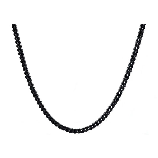 Men's 4mm Black Stainless Steel Franco Link 24" Necklace