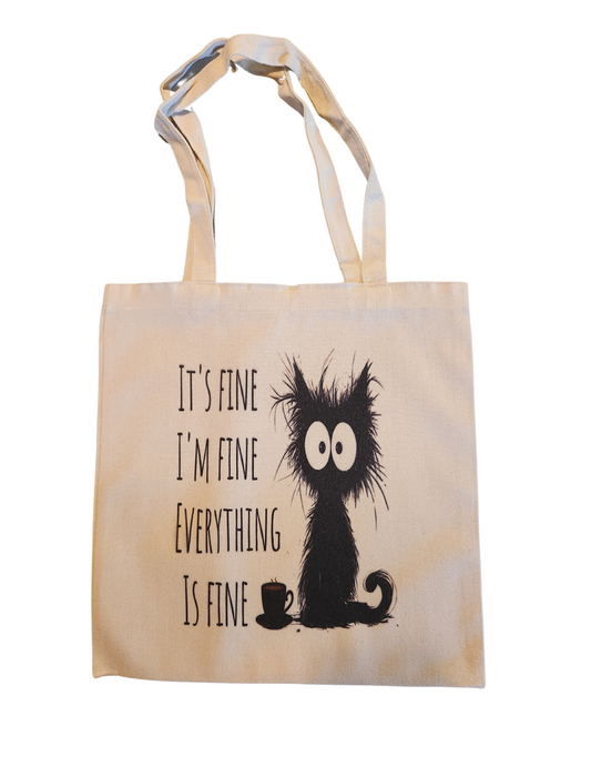 Funny Cat & Life Canvas Tote
