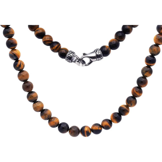 Men's 8mm Tiger Eye Stainless Steel