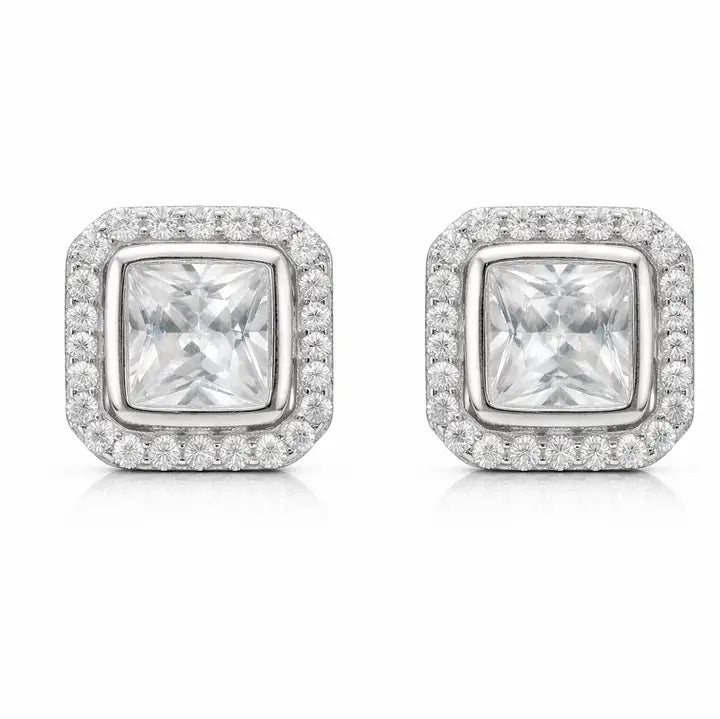 Sterling Silver Square Bling Earrings