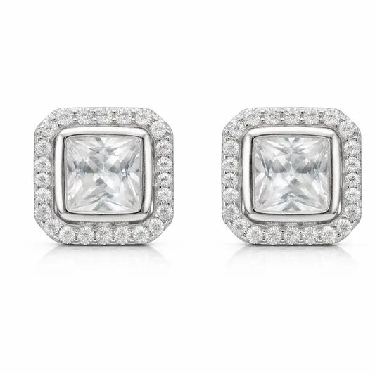 Sterling Silver Square Bling Earrings