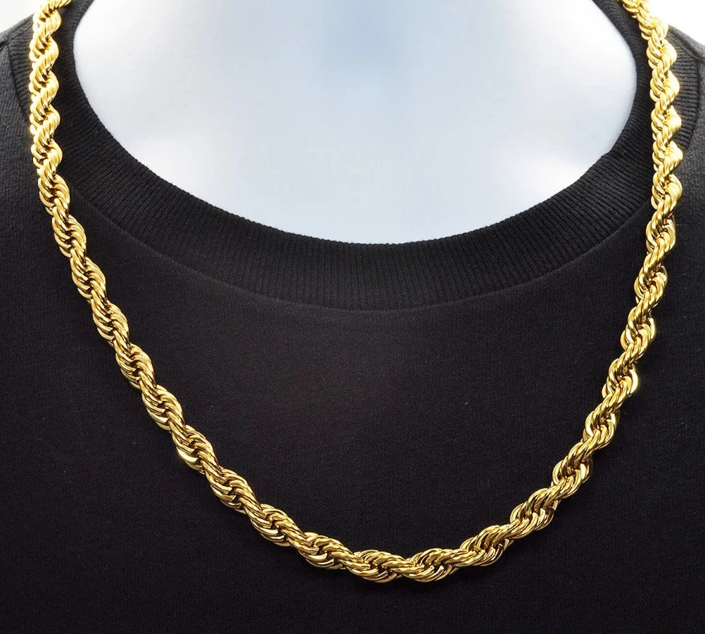 Men's Gold Rope Chain Necklace