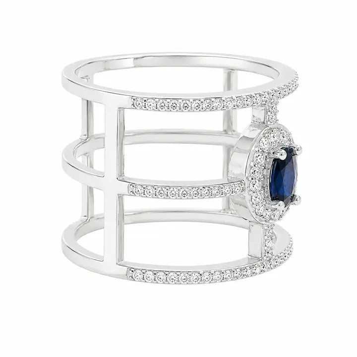 Sterling Silver Blue Cage Ring
