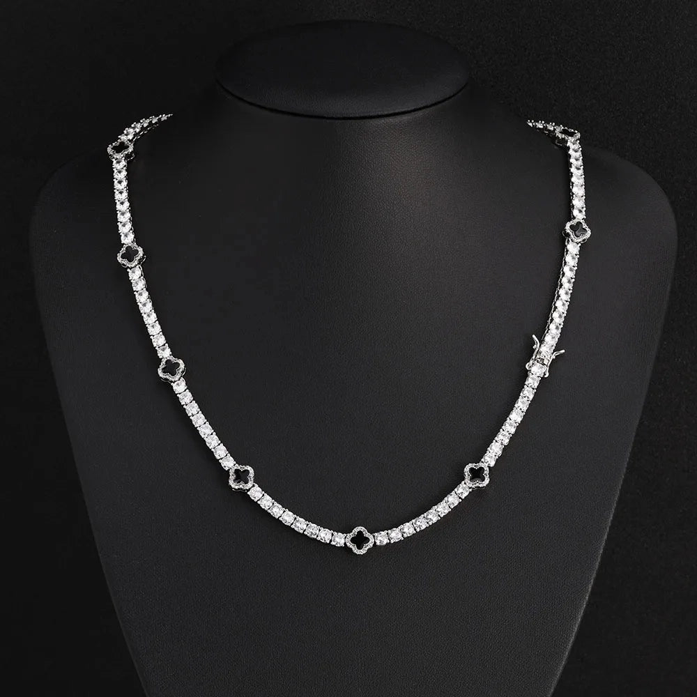 Men's 4mm Clover Diamond Tennis Necklace