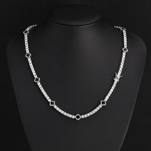 Men's 4mm Clover Diamond Tennis Necklace