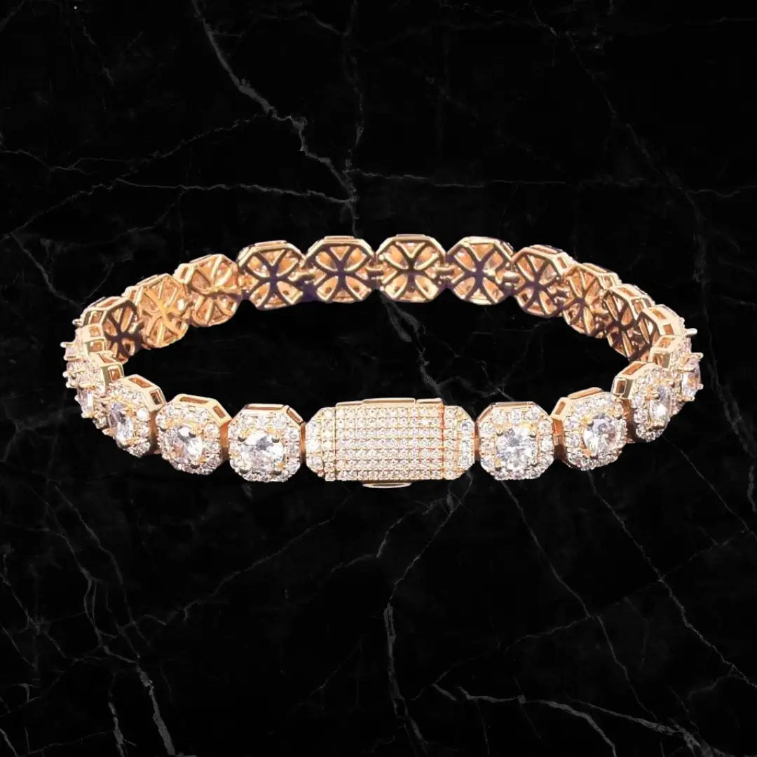 Men's 10mm Clustered Tennis Link Bracelet