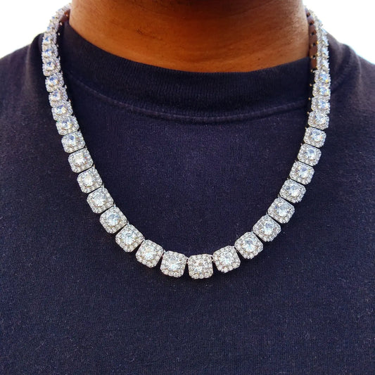 Men's 10mm Clustered Diamond Tennis Necklace