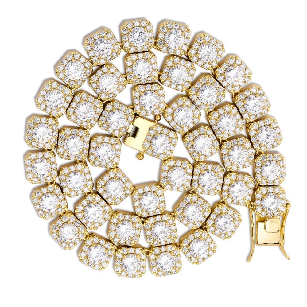 Men's 10mm Clustered Diamond Tennis Necklace