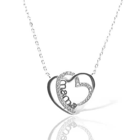 Mom's Sterling Silver Double Heart Necklace