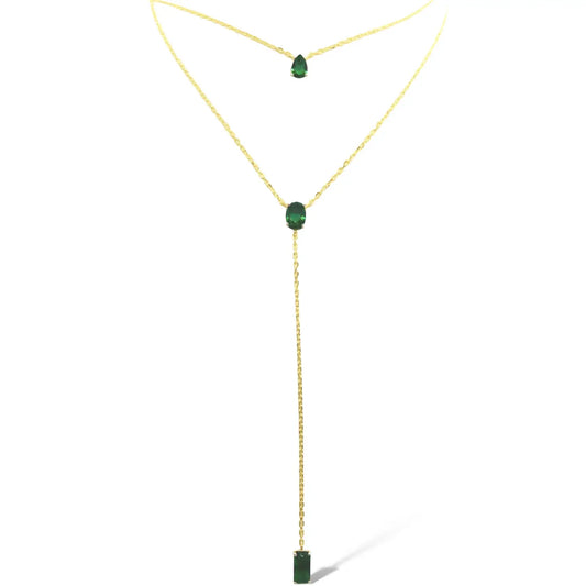 Gold Emerald Tone Drop Necklace
