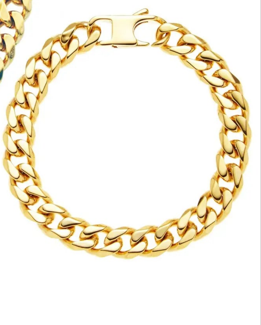 Men's 14mm Gold Stainless Steel Miami Cuban Link Bracelet