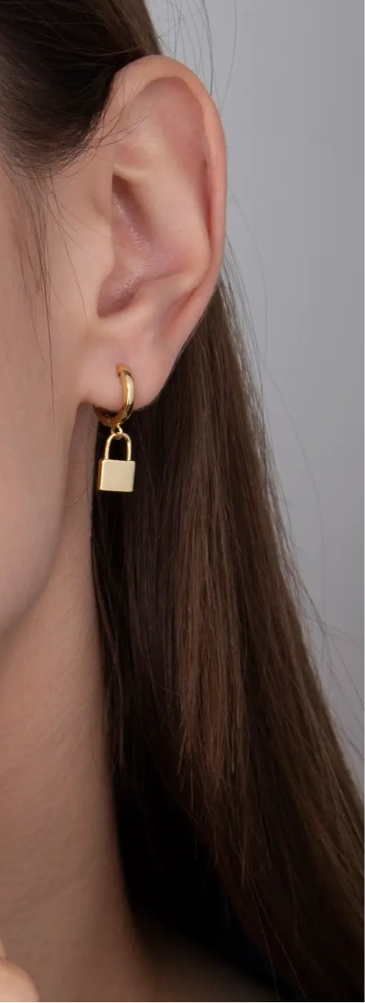 Gold Lock Earrings