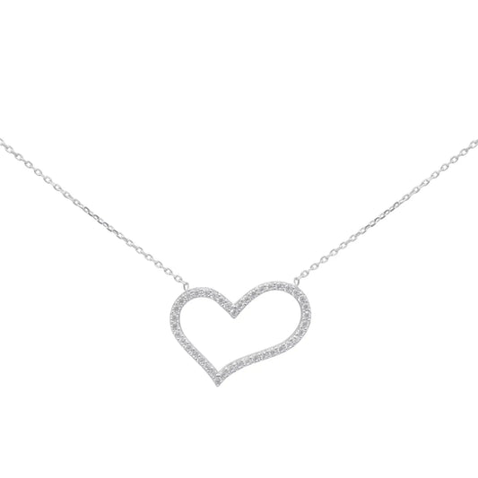 Sterling Silver Open Heart Necklace
