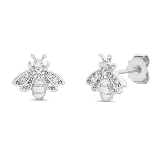 Sterling Silver Bee Studs
