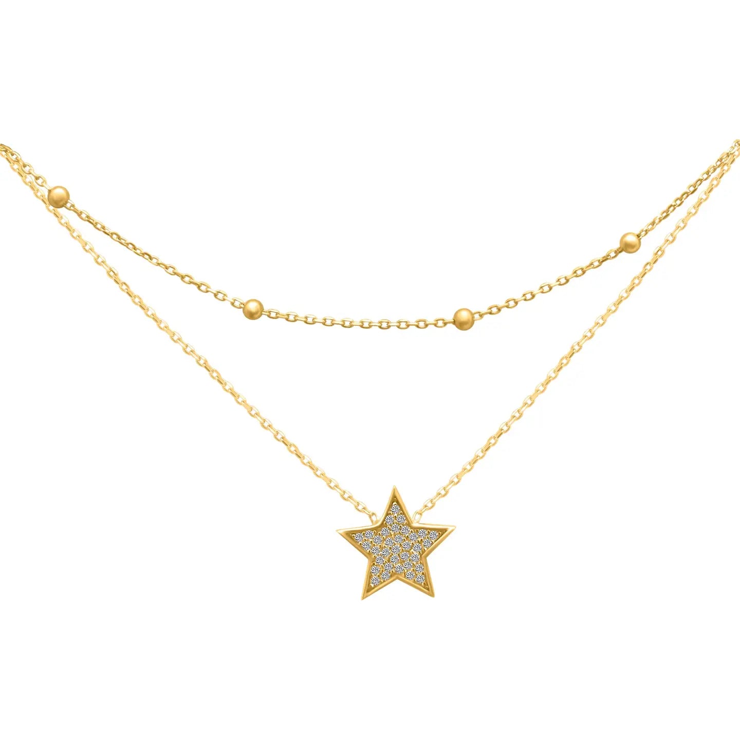 Sterling Silver Layered Star Necklac