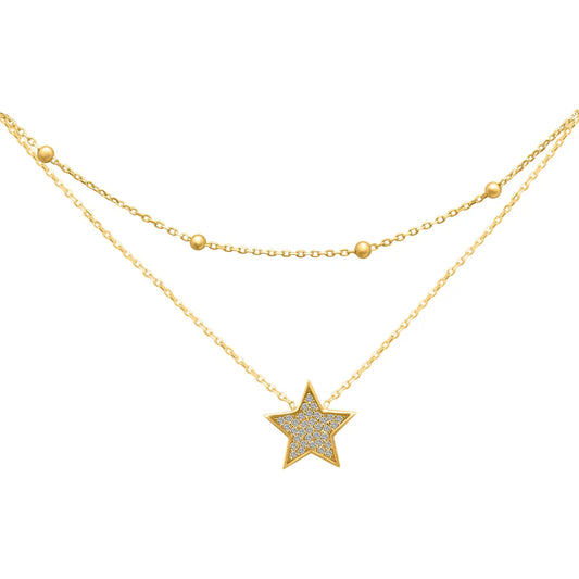 Sterling Silver Layered Star Necklac