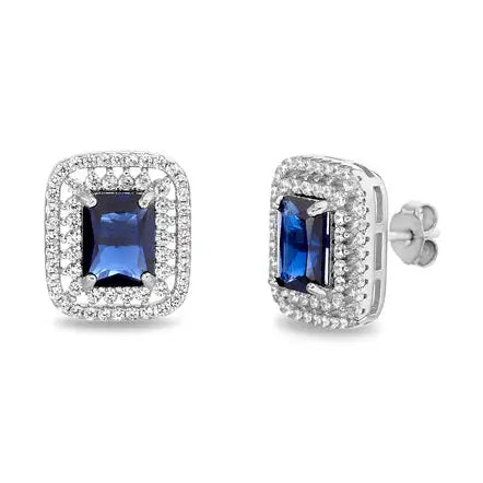 Emerald Cut Sapphire Earrings