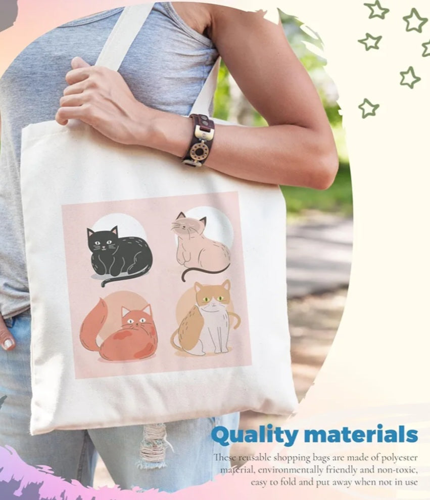 Funny Cat & Life Canvas Tote