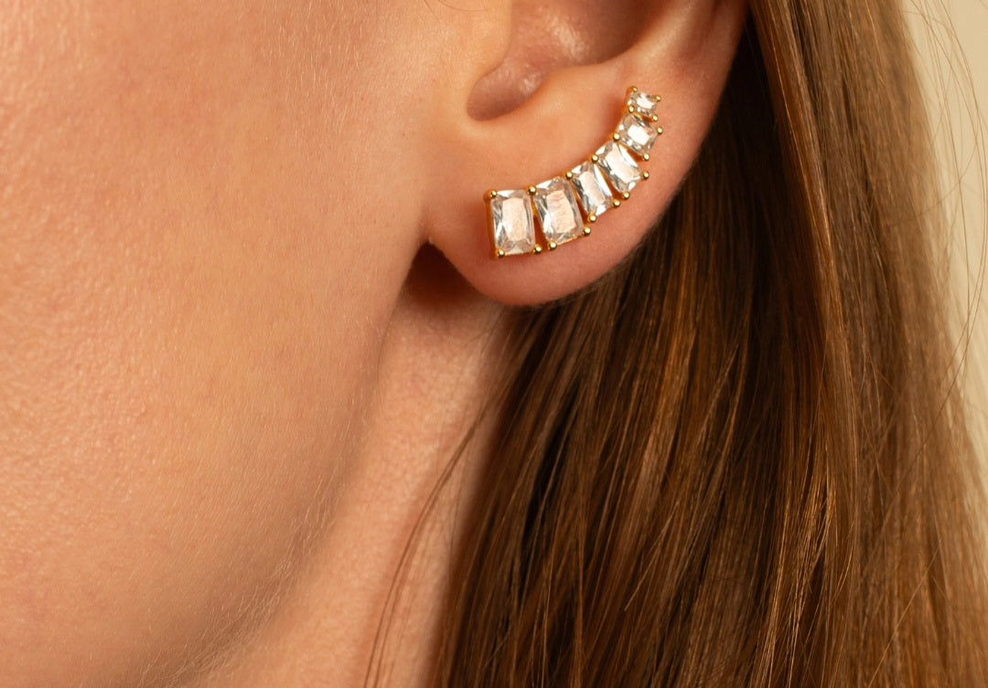 Baguette Emerald Cut Ear Climbers
