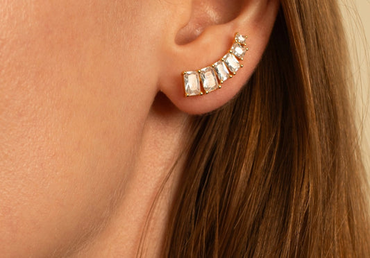 Baguette Emerald Cut Ear Climbers