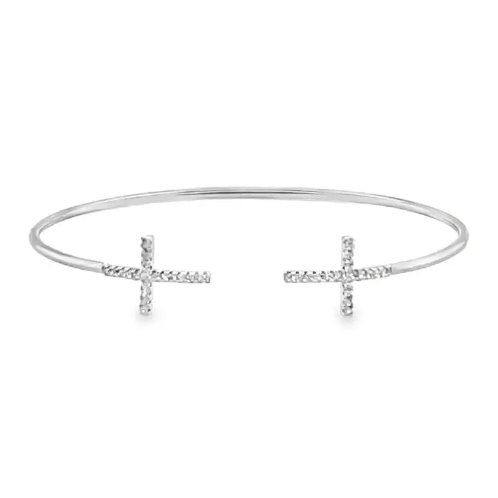 Sterling Silver Open Cross Bangle