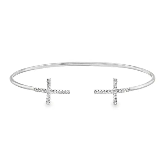 Sterling Silver Open Cross Bangle