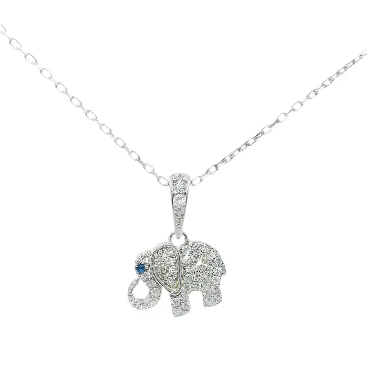 Sterling Silver Blue Eyed Elephant Necklace