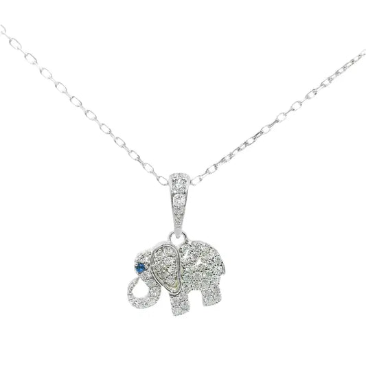 Sterling Silver Blue Eyed Elephant Necklace