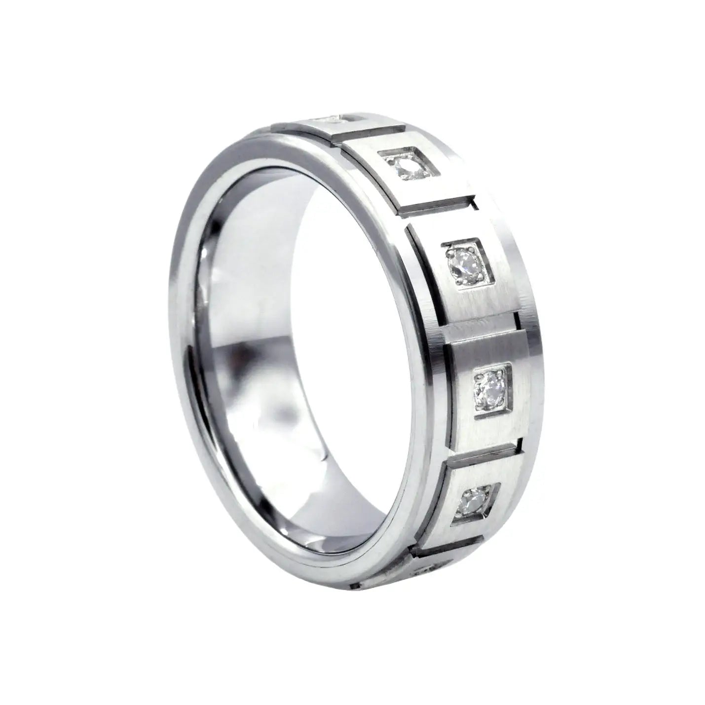 Men's Square Cubic Zirconia Tungsten Ring