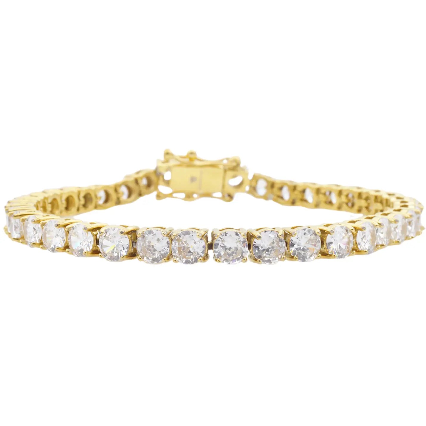 Men's gold stainless steel cubic zirconia tennis bracelet