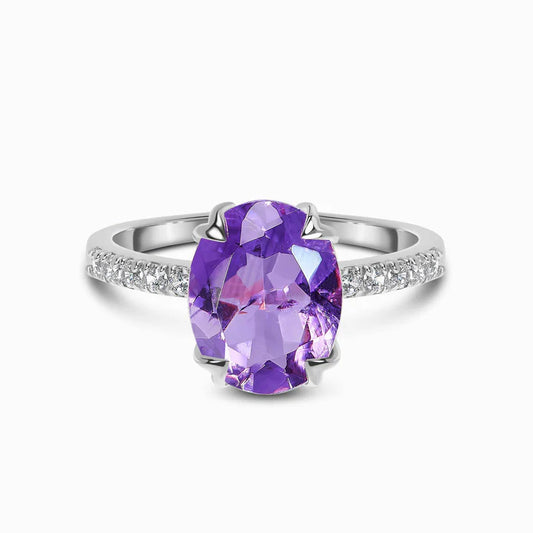 925 Sterling Silver Amethyst Ring Size 9