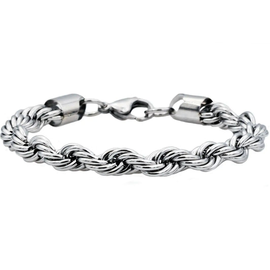 Men's Silver Rope Stainless Steel Bracelet
