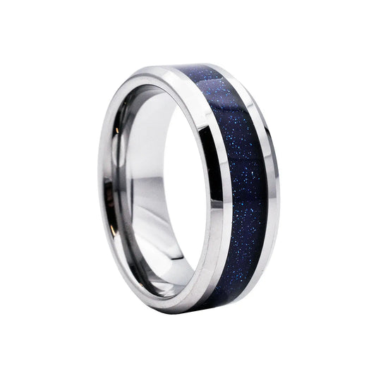 Men's Blue Sandstone Tungsten Ring