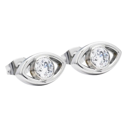 Evil Eye Stainless Steel Stud Earrings