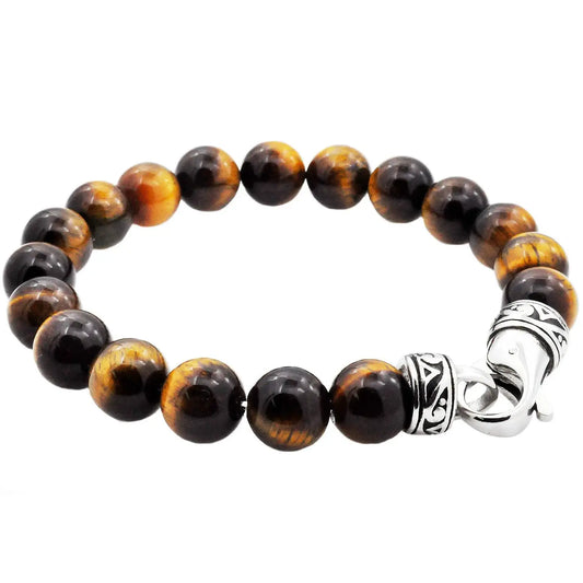 Men's Tiger Eye Stainless Steel Bracelet