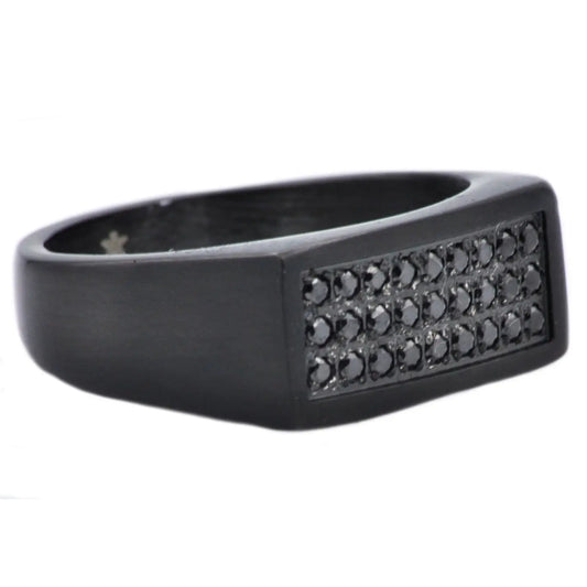 Men's Black CZ Stainless Steel Ring