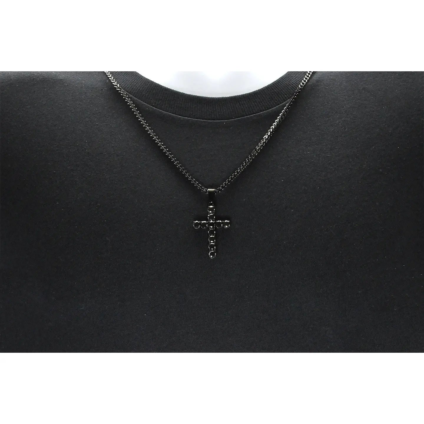 Men's Black Cubic Zirconia Cross Necklace