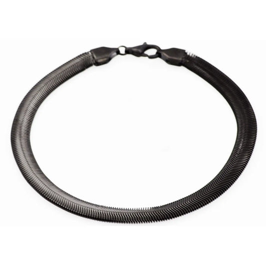 Men's Black Stainless Steel Flat Snake Bracelet