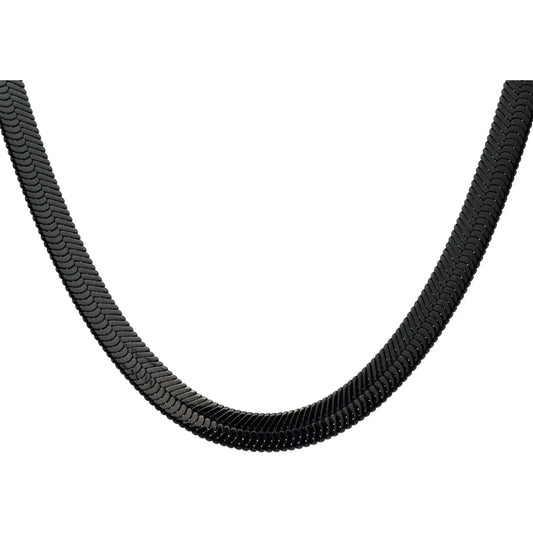 Men's Black Stainless Steel Herringbone  20" Chain Necklace