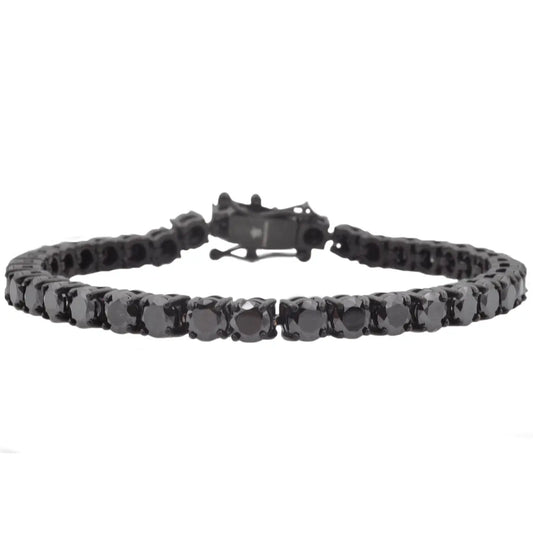 Men's Black stainless steel cubic zirconia tennis bracelet