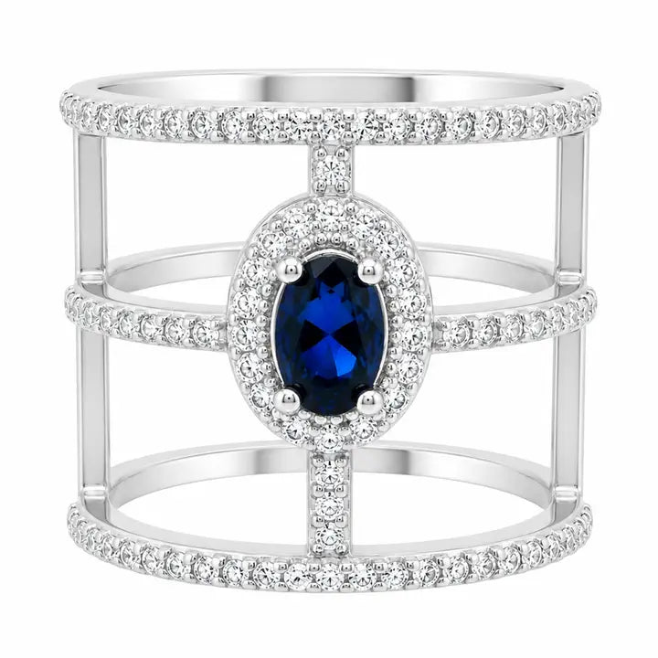 Sterling Silver Blue Cage Ring