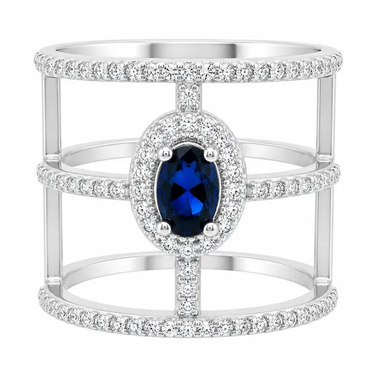 Sterling Silver Blue Cage Ring