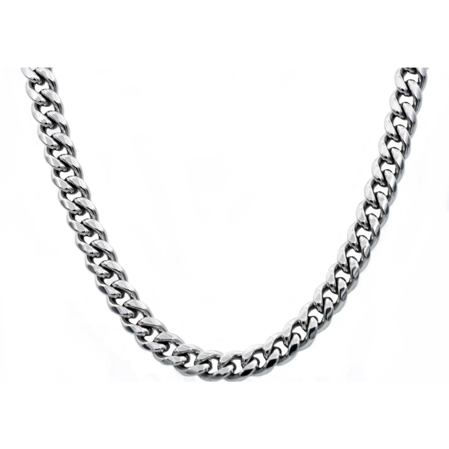 Men's 10mm Stainless Steel Cuban Link Chain Necklace with Box Clasp