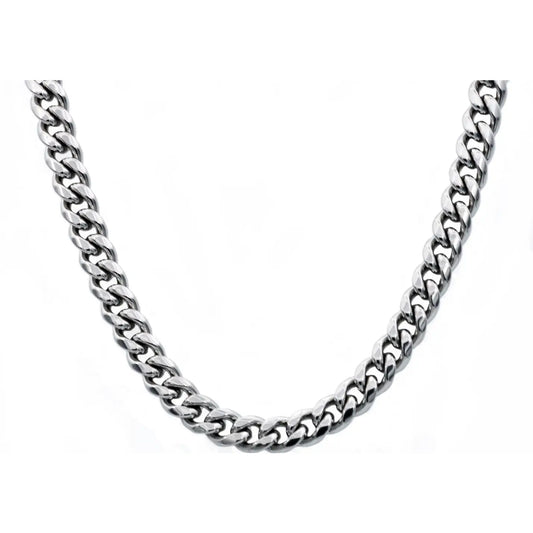 Men's 10mm Stainless Steel Cuban Link Chain Necklace with Box Clasp